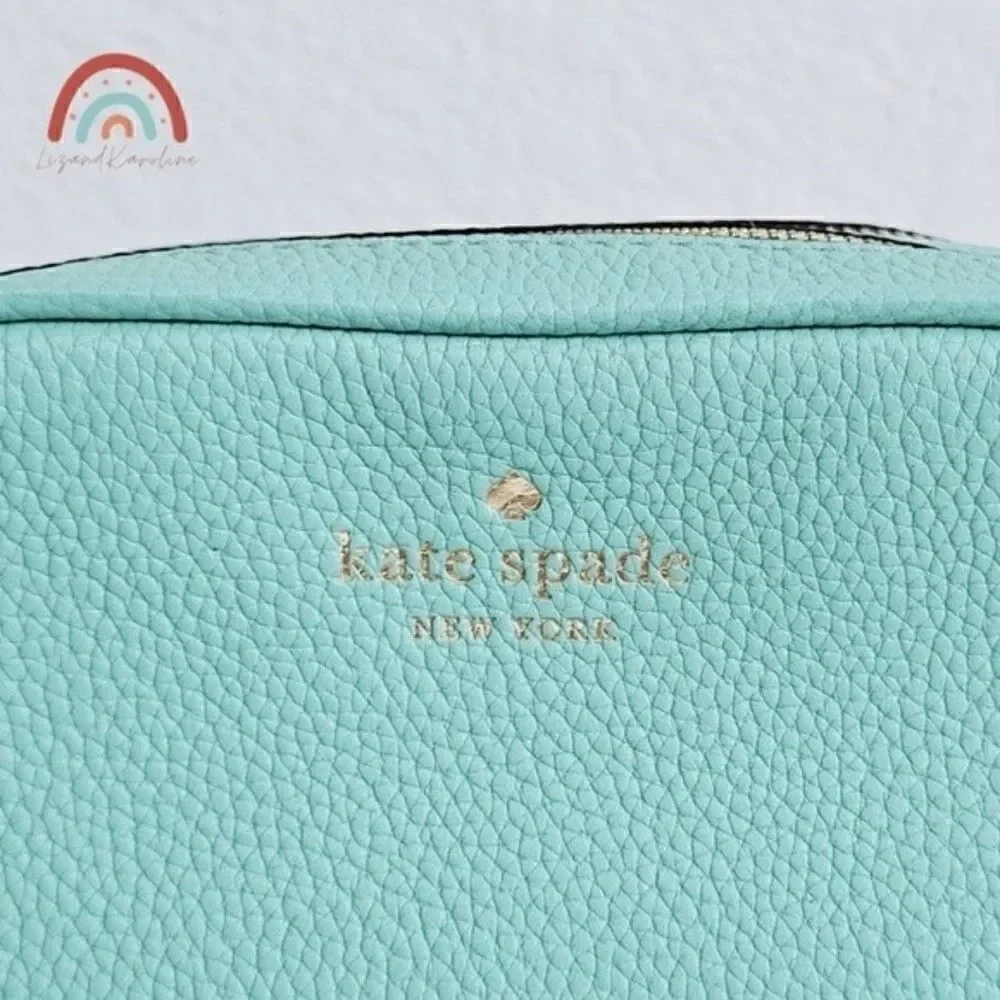 New! Kate Spade Pyper Mulberry Street Leather Aqua Bloom Camera Crossbody Bag